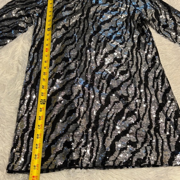 Tildon Black and Silver sparkle animal print sequin party dress woman’s medium - Picture 2 of 9